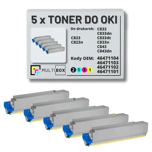 Toner do OKI C823 C833 C843 5-pak black/cyan/magenta/yellow zamiennik Multibox