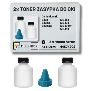 2-PAK Multibox Tonery zasypki do OKI B431 MB461 MB471 MB491 44574902 2x10,0K