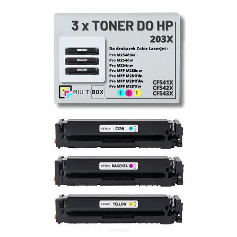 3-PAK Multibox Toner do HP 203X CMY CF541X CF542X CF543X zamiennik