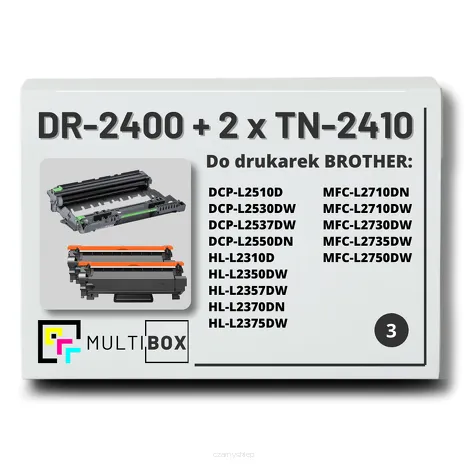 3-PAK Multibox 2x Toner + 1x Bęben do BROTHER TN2410 DR2400 zamiennik