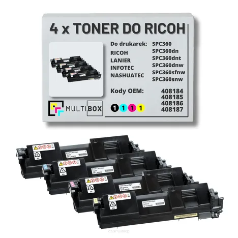 4-PAK Multibox toner do RICOH SPC360HE 408184 408185 408186 408187 zamiennik