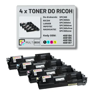 4-PAK Multibox toner do RICOH SPC360HE 408184 408185 408186 408187 zamiennik