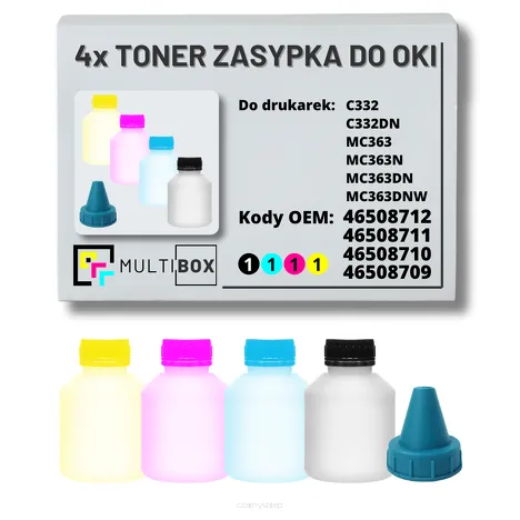 4-PAK Multibox Tonery zasypki do OKI C332 MC363 3,5K/3x3,0K