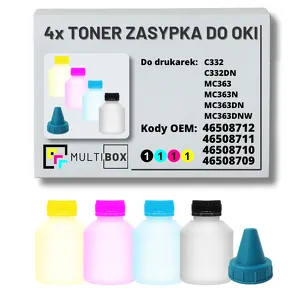 4-PAK Multibox Tonery zasypki do OKI C332 MC363 3,5K/3x3,0K