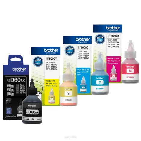 BROTHER tusz BTD60BK + BT5000 CMY oryginalny 4-pak 6500 + 3x5000 stron