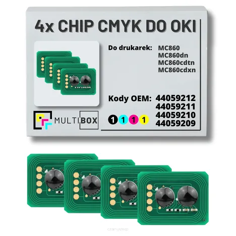 4-pak zestaw Chipów CMYK do OKI MC860 10,0K/3x9,5K Multibox