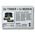 3-PAK Multibox 2x Toner + 1x Bęben do LEXMARK MX710 MX711 622H 62D2H00 52D0Z00 2x25.0K/100.0K zamiennik - 2