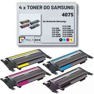 4-pak Toner do SAMSUNG 407S CLP320 CLP325 CLX3185 1.5K/1K CMYK Multibox zamiennik