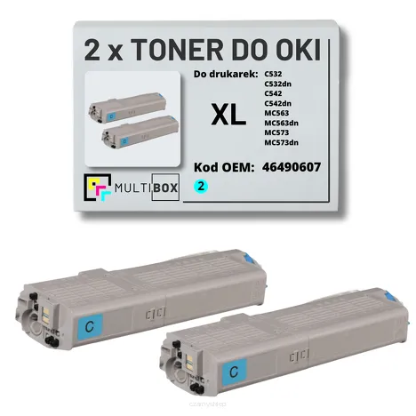 2-PAK Multibox Toner do OKI C532 MC563 46490607 XL cyan zamiennik