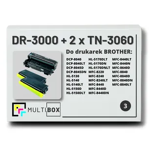 3-PAK Multibox 2x Toner + 1x Bęben do BROTHER TN3060 DR3000 zamiennik