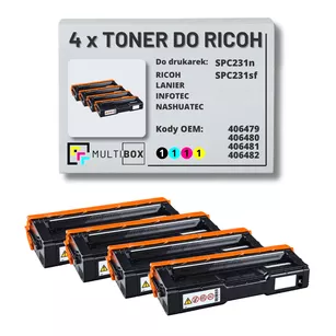 4-pak toner do RICOH SPC231 406479 406480 406481 406482 zamiennik Multibox