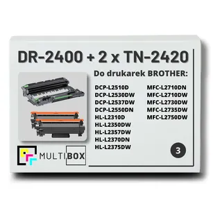 2x Toner do BROTHER TN-2420 + 1x Bęben DR-2400 3-pak Multibox zamiennik