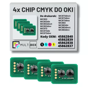 4-pak zestaw Chipów CMYK do OKI MC853 MC873 MC883 7,0K/3x7,3K Multibox