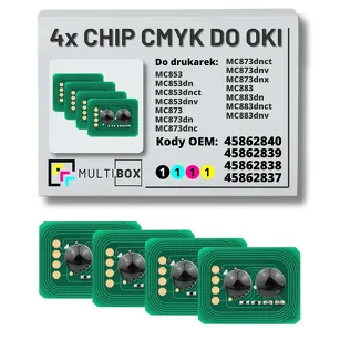 4-PAK Multibox zestaw Chipów CMYK do OKI MC853 MC873 MC883 7,0K/3x7,3K