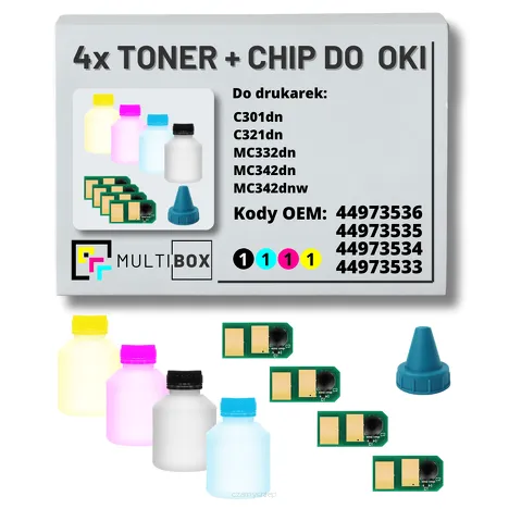 4-PAK Multibox Tonery + chipy do OKI C301 C321 MC332 MC342 2,2K/3x1,5K