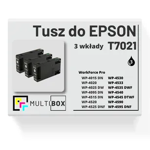 3-PAK Multibox Tusz do EPSON T7021 XL C13T70214010 black zamiennik