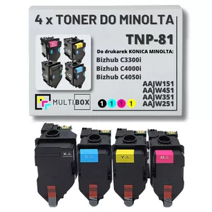 4-pak Toner do KONICA MINOLTA TNP81 AAJW151 AAJW451 AAJW351 AAJW251 BIZHUB C3300i C4000i 13.0K/3x9.0K CMYK Multibox zamiennik