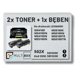 3-PAK Multibox 2x Toner + 1x Bęben do LEXMARK MS410 MS510 502X 50F2X00 50F0Z00 2x10.0K/60.0K zamiennik - 2