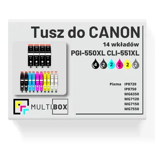 Tusz do CANON PGI-550XL CLI-551XL 14-pak black pigment / black / cyan / magenta / yellow / grey zamiennik Multibox