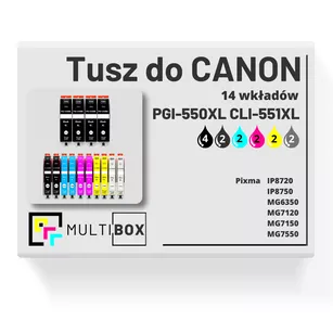 Tusz do CANON PGI550XL CLI551XL 14-pak black pigment / black / cyan / magenta / yellow / grey zamiennik Multibox