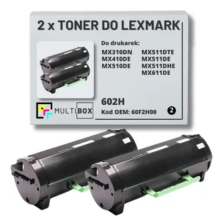 2-PAK Multibox Toner do LEXMARK MX310 MX410 MX510 602H 60F2H00 2x10.0K zamiennik