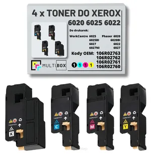 4-pak Toner do XEROX 6020 6025 6022 106R02763 106R02762 106R02761 106R02760 2.0K/3x1.0K CMYK Multibox zamiennik