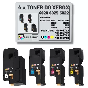 4-pak Toner do XEROX 6020 6025 6022 106R02763 106R02762 106R02761 106R02760 2.0K/3x1.0K CMYK Multibox zamiennik