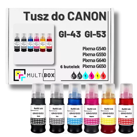 6-pak Tusz do CANON GI43 GI53 black / grey / cyan / magenta / yellow / red zamiennik Multibox