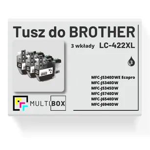 3-PAK Multibox Tusz do BROTHER LC422XLBK black zamiennik