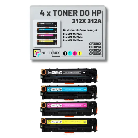 4-PAK Multibox Toner do HP 312X 312A CMYK CF380X CF381A CF382A CF383A zamiennik