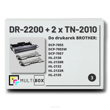 3-PAK Multibox 2x Toner + 1x Bęben do BROTHER TN2010 DR2200 zamiennik