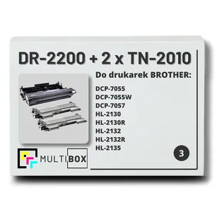 2x Toner do BROTHER TN-2010 + 1x Bęben DR-2200 3-pak Multibox zamiennik
