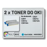 2-PAK Multibox Toner do OKI C801 C821 44643003 cyan zamiennik - 2