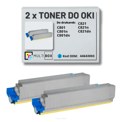 2-PAK Multibox Toner do OKI C801 C821 44643003 cyan zamiennik