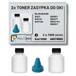 2-PAK Multibox Tonery zasypki do OKI B431 MB461 MB471 MB491 44574802 2x7,0K