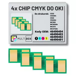 4-pak zestaw Chipów CMYK do OKI C532 C542 MC563 MC573 4x1,5K Multibox