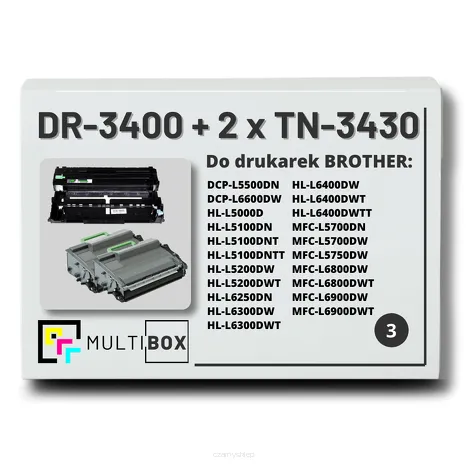 2x Toner do BROTHER TN-3430 + 1x Bęben DR-3400 3-pak Multibox zamiennik