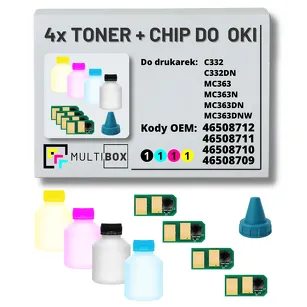 4-PAK Multibox Tonery + chipy do OKI C332 MC363 3,5K/3x3,0K