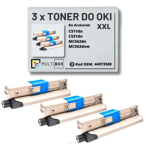 3-PAK Multibox Toner do OKI C511 MC562 44973508 XXL black zamiennik