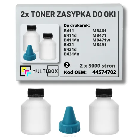 2-PAK Multibox Tonery zasypki do OKI B411 B431 MB461 MB471 MB491 MB491 44574702 2x3,0K