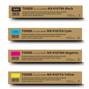 4 X Toner do Sharp MX60GTBA (MX61GTBA) MX60GTCA (MX61GTCA) MX60GTMA (MX61GTMA) MX60GTYA (MX61GTYA) CMYK zamiennik