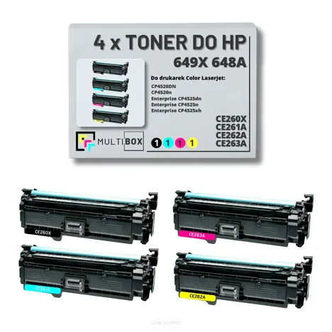 Toner do HP 649X 648A 4-pak CMYK CE260X CE261A CE262A CE263A zamiennik Multibox