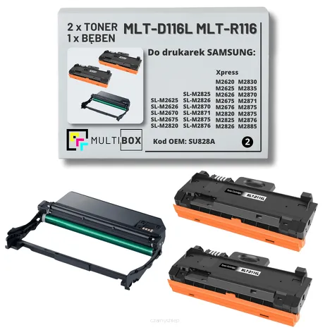 3-PAK Multibox 2x Toner + 1x Bęben do SAMSUNG M2625 MLTD116L MLTR116 SU828A 3K/9K Zamiennik
