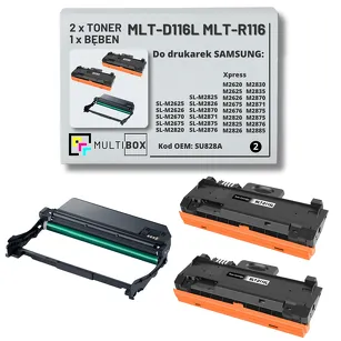 3-PAK Multibox 2x Toner + 1x Bęben do SAMSUNG M2625 MLTD116L MLTR116 SU828A 3K/9K Zamiennik