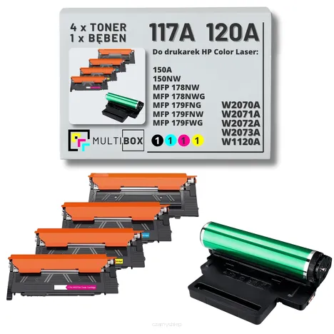 5-PAK Multibox 4x Toner + 1x Bęben do HP 117A 120A W1120A Color Laser 150 178 179 1.0K/0.7K/16.0K CMYK zamiennik