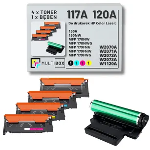 5-PAK Multibox 4x Toner + 1x Bęben do HP 117A 120A W1120A Color Laser 150 178 179 1.0K/0.7K/16.0K CMYK zamiennik