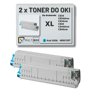 Toner do OKI C834 C844 46861307 2-pak XL cyan zamiennik Multibox