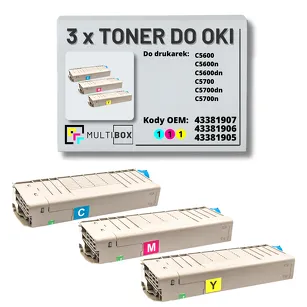 Toner do OKI C5600 C5700 3-pak cyan/magenta/yellow zamiennik Multibox