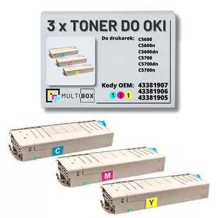 Toner do OKI C5600 C5700 3-pak cyan/magenta/yellow zamiennik Multibox