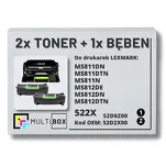 3-PAK Multibox 2x Toner + 1x Bęben do LEXMARK MS811 MS812 522X 52D2X00 52D0Z00 2x45.0K/100.0K zamiennik - 2